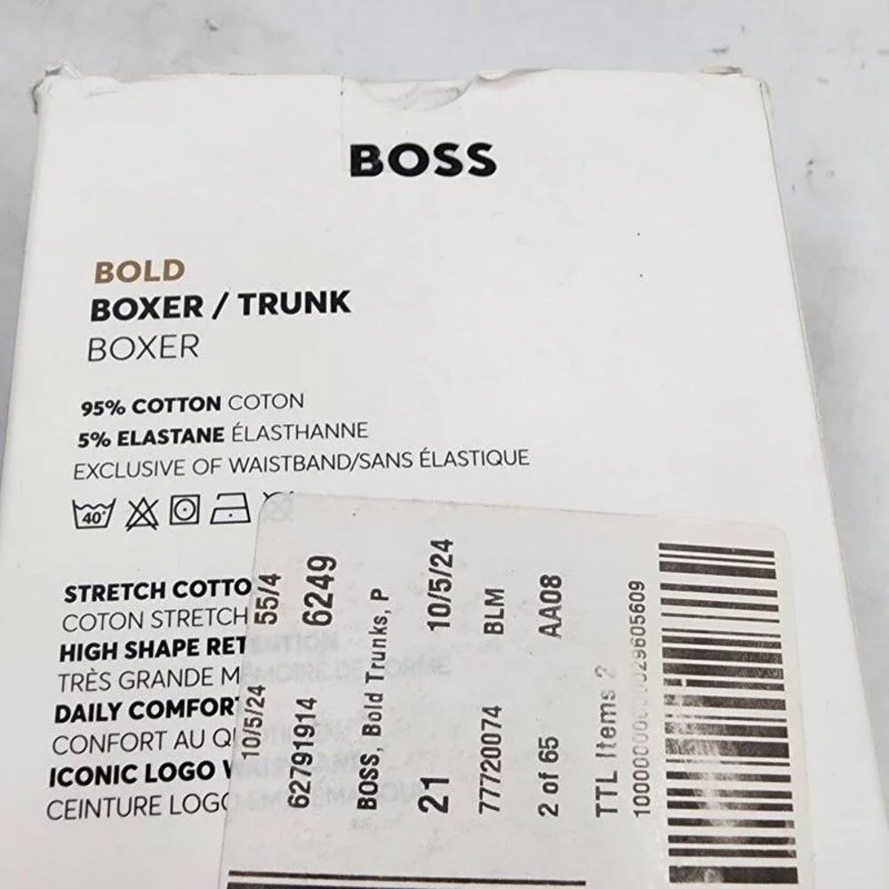 Boss Bold Logo Band Trunks Men's M Black/Navy/Burgundy Elastic Waist - Pack Of 3